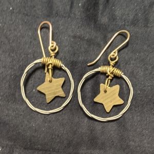 Silver & Gold Guitar String Star Earrings